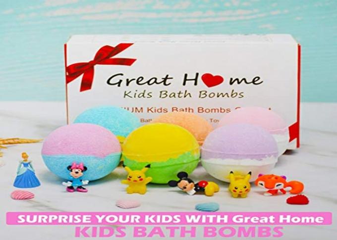 Colorful Children 'S Bath Bombs With Surprise Inside / 6 XL Bubble Bath Fizz Balls