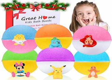 Colorful Children 'S Bath Bombs With Surprise Inside / 6 XL Bubble Bath Fizz Balls