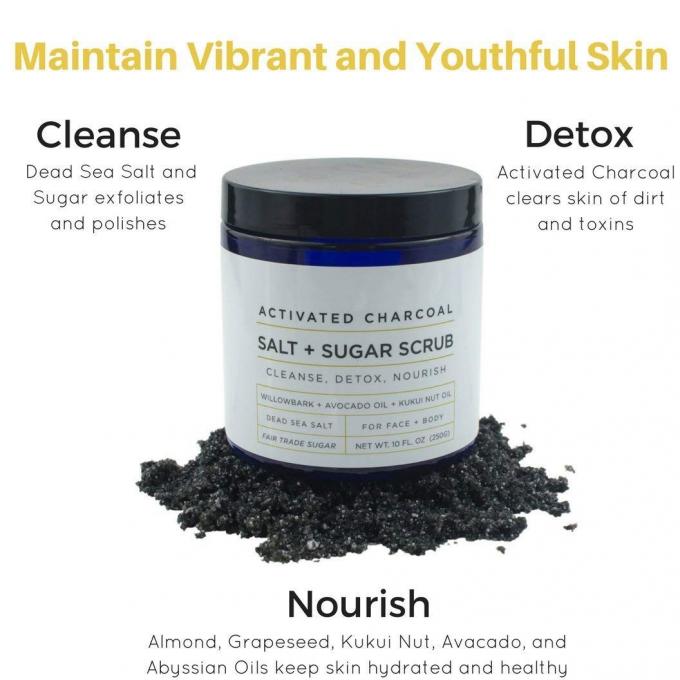 Activated Charcoal Essential Oil Body Scrub , Deep Cleansing Strong Body Scrub